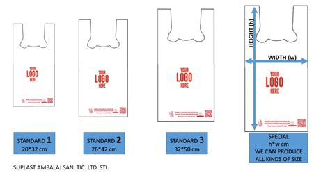 plastic grocery bags size chart